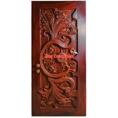 Star Enterprises Teak Wood 3D Carved Single Door DR-056 - Image 2