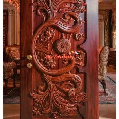 Star Enterprises Teak Wood 3D Carved Single Door DR-056 - Image 3