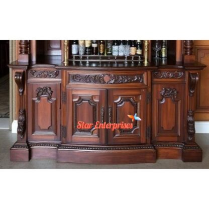 Star Enterprises Teak Wood Antique Carved Bar Cabinet BAR-039 - Image 2