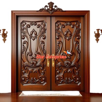 Star Enterprises Teak Wood Antique Carved Door DR-067 - Image 3