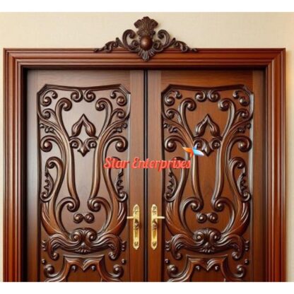 Star Enterprises Teak Wood Antique Carved Door DR-067 - Image 2