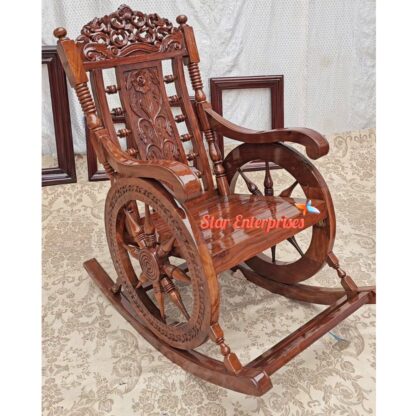 Star Enterprises Teak Wood Antique Carved Rocking Chair BDCH-070 - Image 2