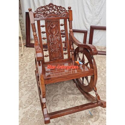 Star Enterprises Teak Wood Antique Carved Rocking Chair BDCH-070 - Image 3