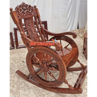 Teak Wood Antique Carved Rocking Chair