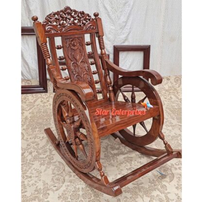 Star Enterprises Teak Wood Antique Carved Rocking Chair BDCH-070 - Image 4
