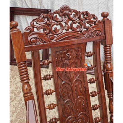 Star Enterprises Teak Wood Antique Carved Rocking Chair BDCH-070 - Image 5