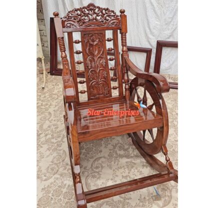 Star Enterprises Teak Wood Antique Carved Rocking Chair BDCH-070 - Image 6