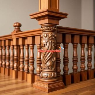 Teak Wood Carved Master & Railing Pillar