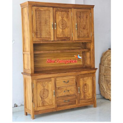 Star Enterprises Teak Wood Classic Crockery Cabinet CKR-048 - Image 5