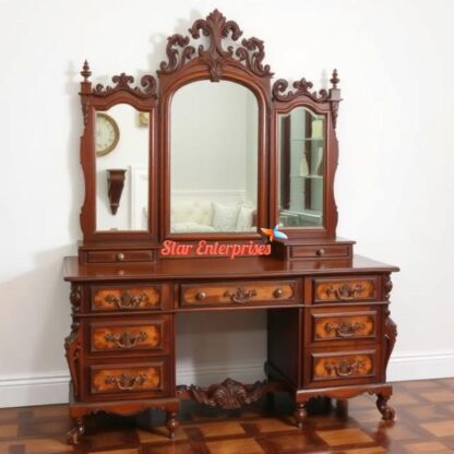 Star Enterprises Teak Wood Handcrafted Dressing Table DRSR-049 - Image 3