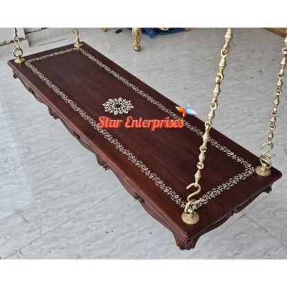 Star Enterprises Teak Wood South Indian Style Hanging Swing SWG-042 - Image 3