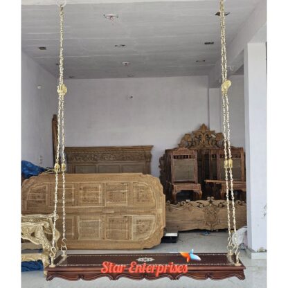 Star Enterprises Teak Wood South Indian Style Hanging Swing SWG-042 - Image 4