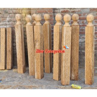 Teak Wood Handcrafted Railing Pillars