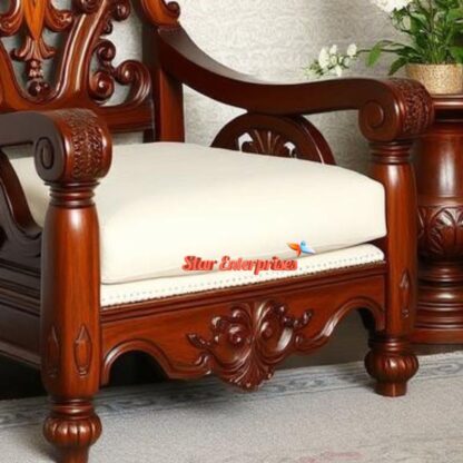 Star Enterprises Teak Wood Luxury Carved Bedroom Chair BDCH-073 - Image 2