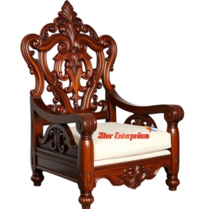 Star Enterprises Teak Wood Luxury Carved Bedroom Chair BDCH-073 - Image 4