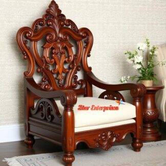 Teak Wood Luxury Carved Bedroom Chair