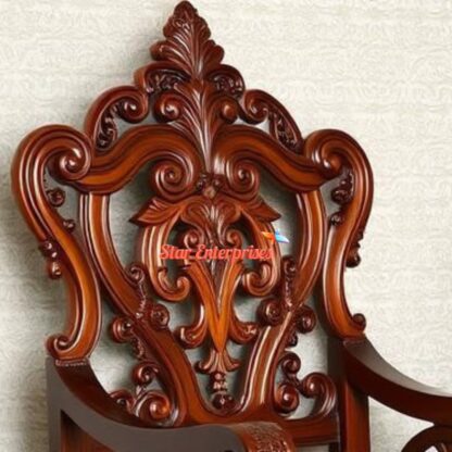 Star Enterprises Teak Wood Luxury Carved Bedroom Chair BDCH-073 - Image 3