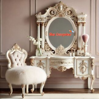 Teak Wood Luxury Carved Dressing Table