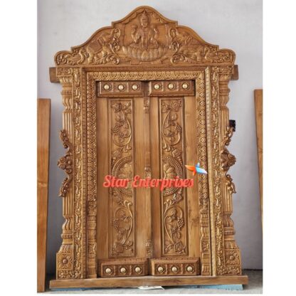 Star Enterprises Teak Wood Royal Carved Main Door DR-060 - Image 2