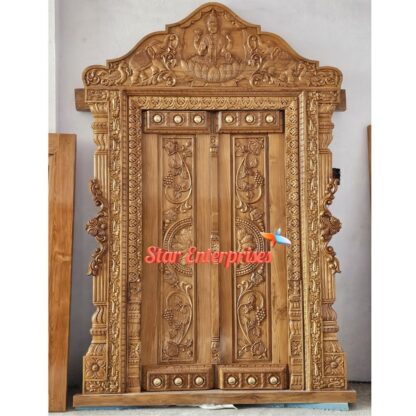 Star Enterprises Teak Wood Royal Carved Main Door DR-060 - Image 4