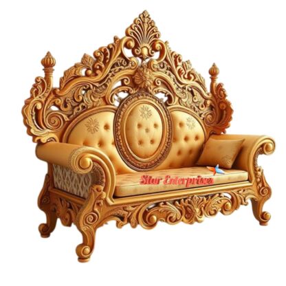 Star Enterprises Teak Wood Royal Carved Three Seater Sofa SOFA-0115 - Image 2