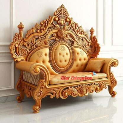 Star Enterprises Teak Wood Royal Carved Three Seater Sofa SOFA-0115 - Image 3