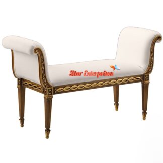 Wooden Antique Carved Bed Bench