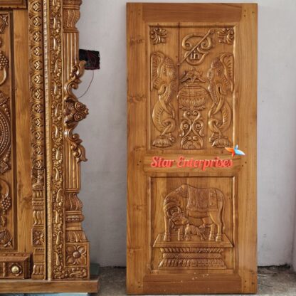 Star Enterprises Wooden Antique Carved Flush Door DR-062 - Image 3