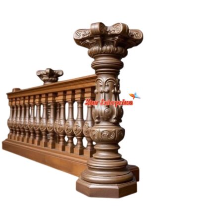 Star Enterprises Wooden Antique Carved Master Pillar PIL-057 - Image 2