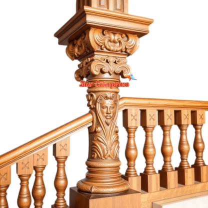 Star Enterprises Wooden European Style Master Stair Pillar PIL-058 - Image 3