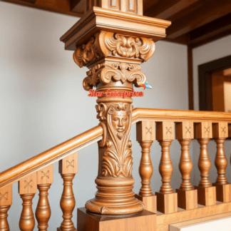 Wooden European Style Master Stair Pillar