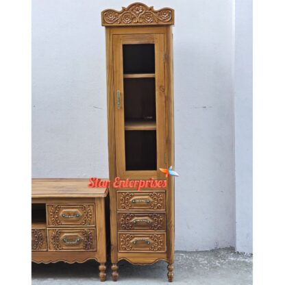 Wooden European Style TV Unit With Bookcase TVCB-038 - Image 2