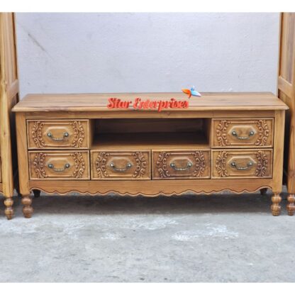 Wooden European Style TV Unit With Bookcase TVCB-038 - Image 4