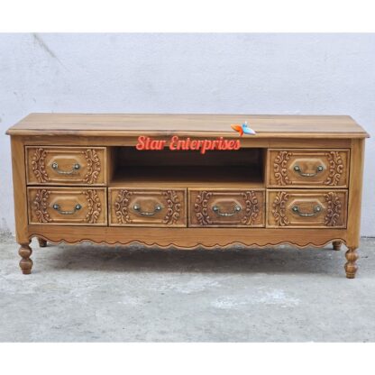 Wooden European Style TV Unit With Bookcase TVCB-038 - Image 5