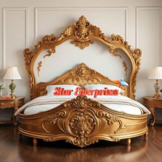 Wooden Royal Carved Round Bed