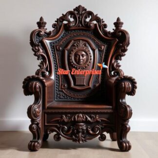 Teak Wood 3D Carved Maharaja Chair