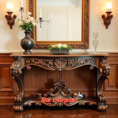 Star Enterprises Teak Wood Antique Console Table CNSL-087 - Image 4