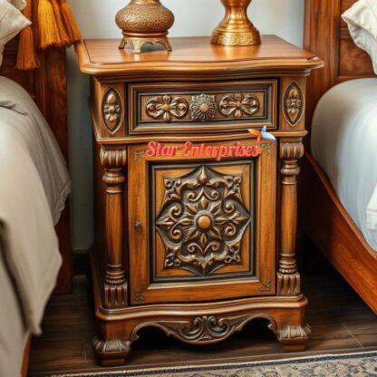 Wooden Antique Carved Bedside Table