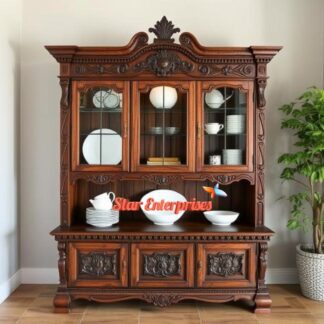 Wooden Antique Carved Crockery Unit