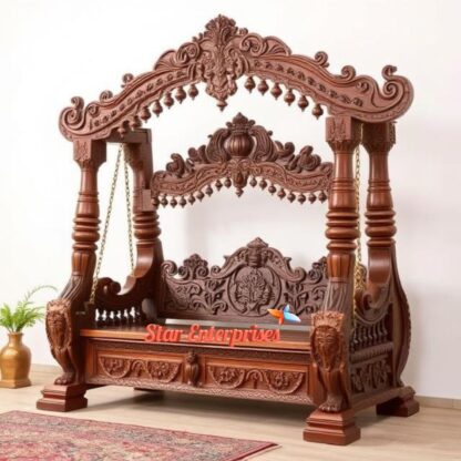 Star Enterprises Wooden Antique Carved Swing SWG-043 - Image 4