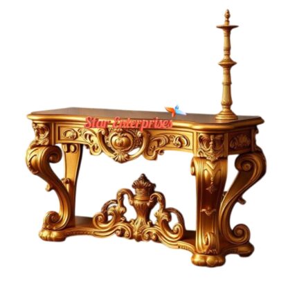 Star Enterprises Wooden Antique Gold Console Table CNSL-089 - Image 2