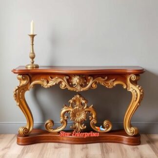 Wooden Antique Gold Console Table