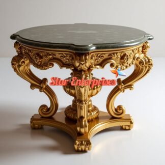 Wooden Antique Gold Round Center Table