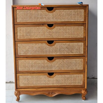 Star Enterprises Wooden Cane Art Classic Chest of Drawers CHDR-041 - Image 3