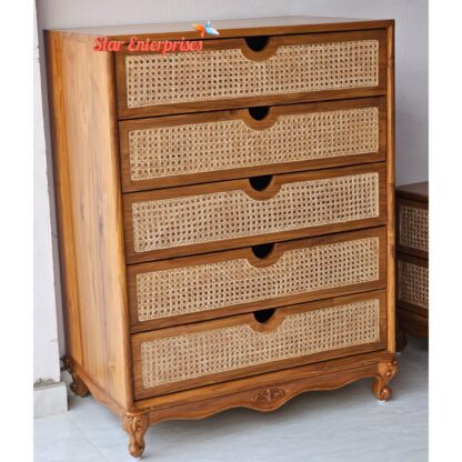 Star Enterprises Wooden Cane Art Classic Chest of Drawers CHDR-041 - Image 4