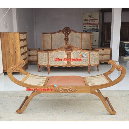 Star Enterprises Wooden Classic Bed With Cane Work BD-0136 - Image 9