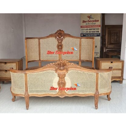 Star Enterprises Wooden Classic Bed With Cane Work BD-0136 - Image 4