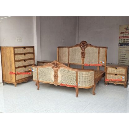 Star Enterprises Wooden Classic Bed With Cane Work BD-0136 - Image 5