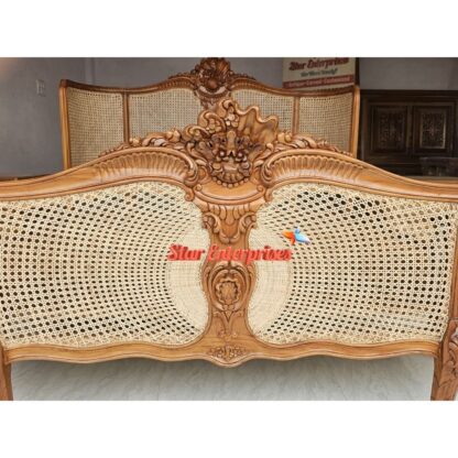 Star Enterprises Wooden Classic Bed With Cane Work BD-0136 - Image 6
