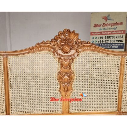 Star Enterprises Wooden Classic Bed With Cane Work BD-0136 - Image 7
